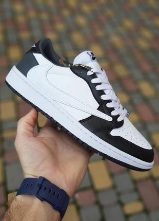 Air jordan 1 low fragment design cactus jack белые с черным