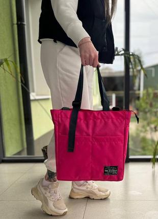 Женская сумка шоппер розовая7 фото