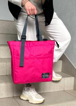 Женская сумка шоппер розовая8 фото