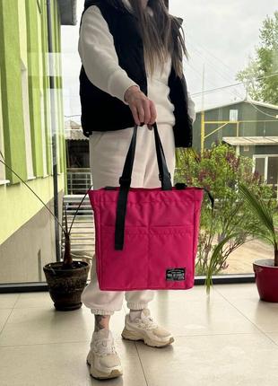 Женская сумка шоппер розовая5 фото