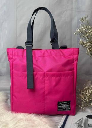 Женская сумка шоппер розовая10 фото