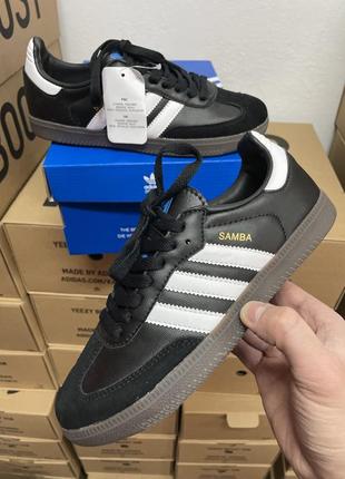 Кросівки adidas samba og black white gum3 фото