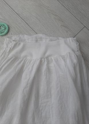 Красивая белая льняная юбка миди2 фото