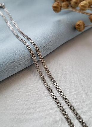 Срібний ланцюжок ланцюг бісмарк плоский 50 см срібло 925 проби родоване 4.45г bs2r40rod