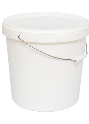 Пищевое пластиковое ведро 21л с крышкой и метал ручкой от prime box - упаковка 10 штук (белый)