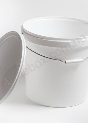 Пищевое пластиковое ведро 21л с крышкой и метал ручкой от prime box - упаковка 10 штук (белый)