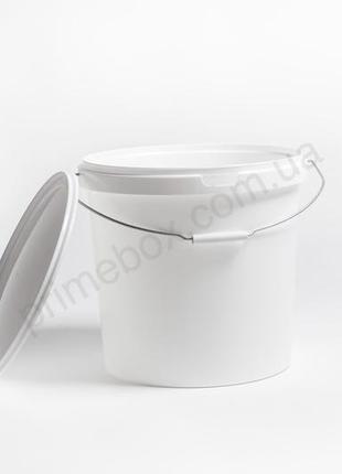 Пищевое пластиковое ведро 21л с крышкой и метал ручкой от prime box - упаковка 10 штук (белый)