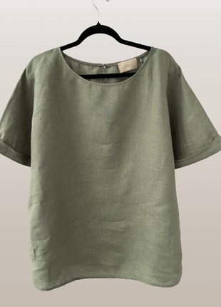 Льняная блуза цвета хаки s.oliver 46-50 новая10 фото