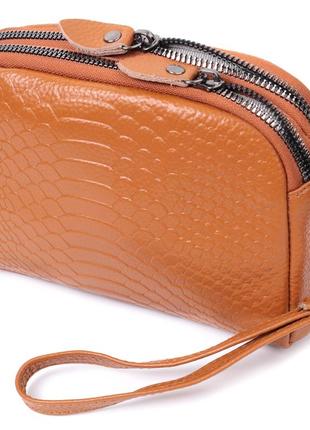 Небольшая сумка для женщин на два отделения из натуральной кожи vintage 22800 рыжий