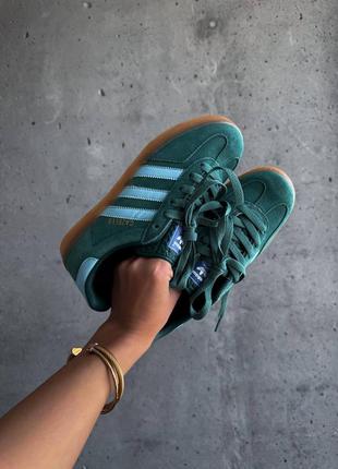 Кроссовки ad gazelle "indoor collegiate green blue"7 фото