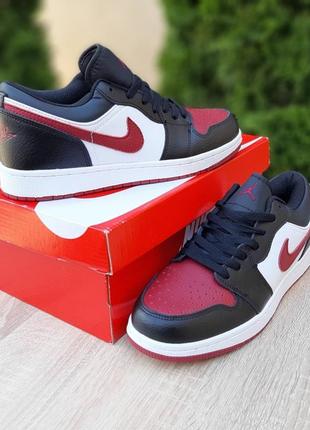 Nike air jordan низкие белые с черным с бордовым4 фото