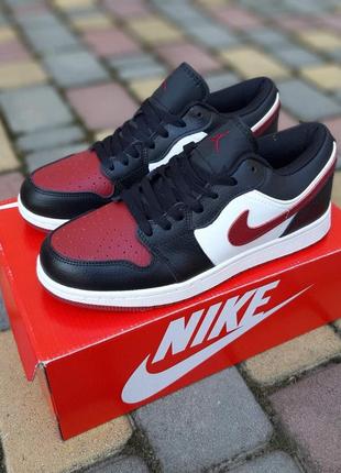 Nike air jordan низкие белые с черным с бордовым6 фото