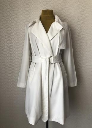 Стильный распашной белый тонкий плащ / летнее пальто от zara, размер м (l)1 фото