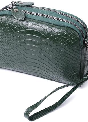 Женская компактная сумка на два отделения из натуральной кожи vintage 22802 зеленый