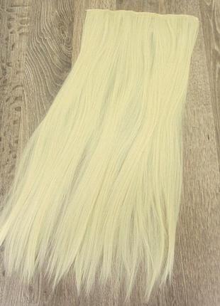 3858 треси рівні блонд No613 на стрічці 55 см волосся на шпильках3 фото