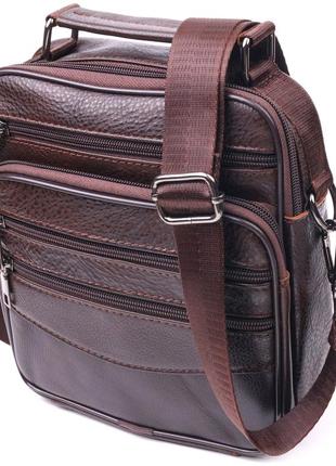 Практичная мужская сумка кожаная 21274 vintage коричневая