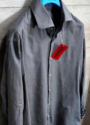 Чоловіча елегантна бавовняна базова сорочка hugo boss сірого кольору розмір 43 (xl)4 фото
