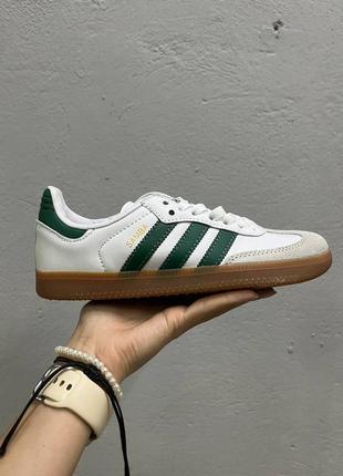 Кроссовки adidas samba white green5 фото