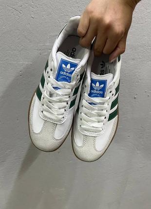 Кроссовки adidas samba white green2 фото
