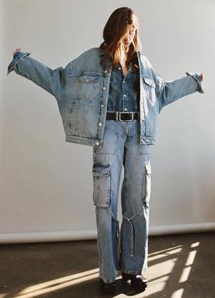Теплая оверсайз джинсовая куртка размер s zara3 фото