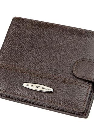 Кошелек мужской флотар кожаный tailian 18986 коричневый