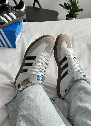 Кросівки adidas samba og white black gum (натуральна шкіра)7 фото