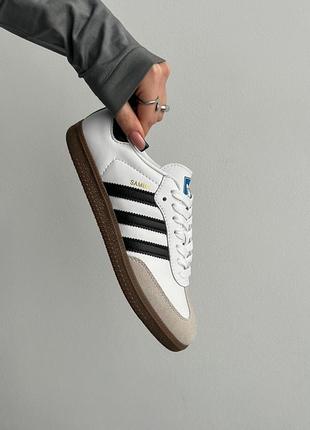 Кросівки adidas samba og white black gum (натуральна шкіра)9 фото