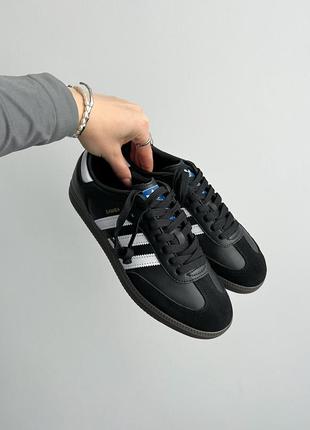 Кросівки adidas samba og black white gum (натуральна шкіра)10 фото