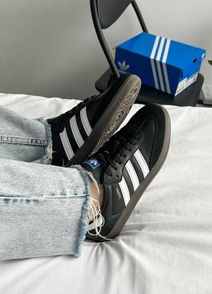 Кросівки adidas samba og black white gum (натуральна шкіра)7 фото