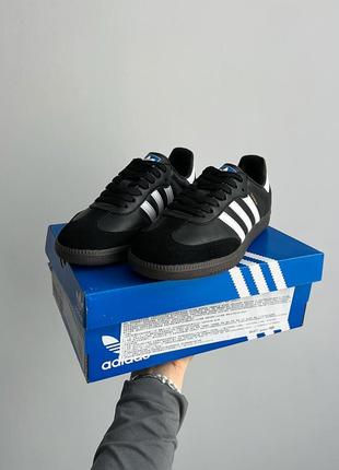 Кросівки adidas samba og black white gum (натуральна шкіра)3 фото