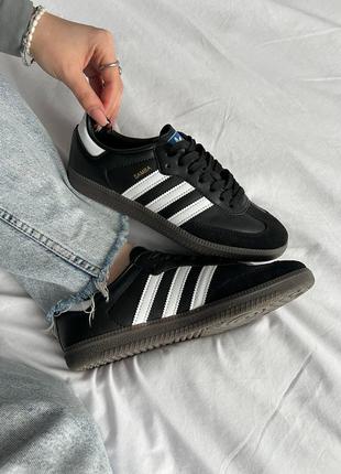 Кросівки adidas samba og black white gum (натуральна шкіра)6 фото