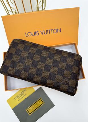 Жіночий гаманець louis vuitton коричневий у карту луї витон з коробочкою унісекс
