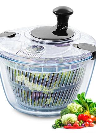 Сушарка для салату vevor зі скла 4,5 л, сушарка для овочів, пральна машина, очищувач салату та сушарка з