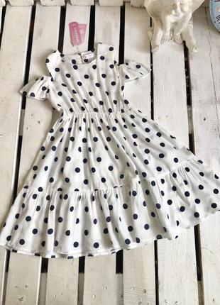 Платье сарафан детское для девочки на лето colabear белый 122,128,1462 фото