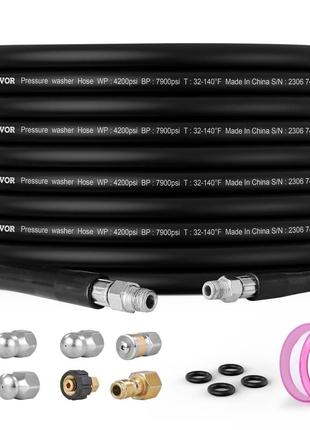 Шланг для мийки високого тиску vevor 100ft 4200psi 1/4" з'єднання з насадкою