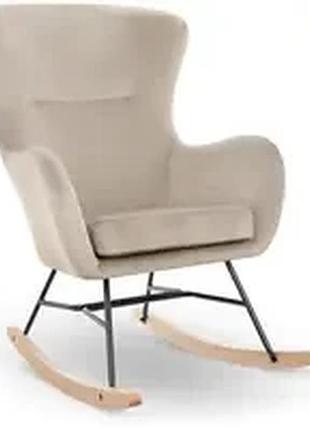 Крісло-гойдалка - оксамит - дерево бука - сірий