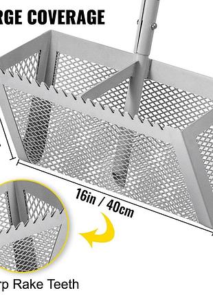 Граблі для газону vevor з алюмінію та нержавіючої сталі 130x40x25 см граблі з металевими фільтрувальними