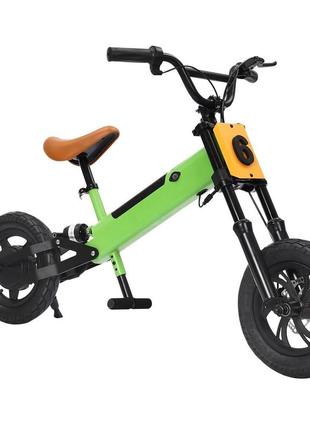 Зелений електричний велосипед-балансир для дітей старше 5 років, електричний велосипед-балансир для дітей