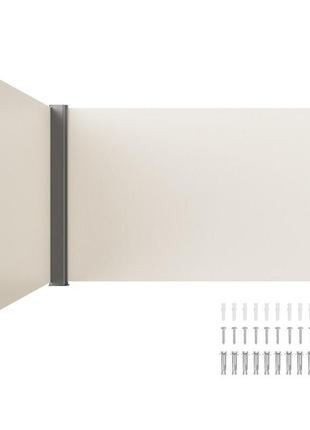 Вітрозахисний тент для внутрішнього дворика vevor 160 x 600 см рулонний бічний тент розсувний кремово-білий