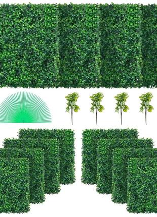 Vevor штучна рослинна стіна 12 шт 20 х 20 дюймів, приватна огорожа штучна зелена, штучний самшит pe, екран