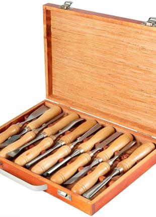 Набір стамесок vevor 60crv набір стамесок для різьблення по дереву 12 шт. зі швидкорізальної сталі з кейсом
