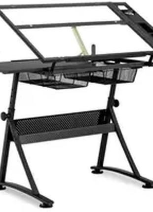 Стіл для малювання - 120 x 60 x 90 см - нахиляється - скляна стільниця