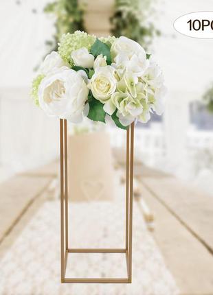 10pcs золотий колір весільної квіткової підставки металевий квітковий стовп для весіль
