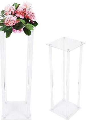Набір з 2 штук з акрилу, 20 * 20 * 60 см, квіткові стовпчики-колони настільні квіткові стовпчики