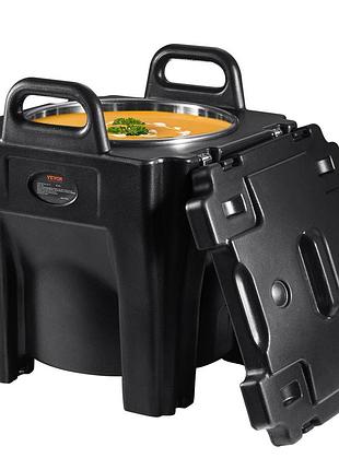 Vevor ізольований контейнер для гарячих і холодних напоїв, ополоник для супу, 8 галонів, з підставкою, чорний