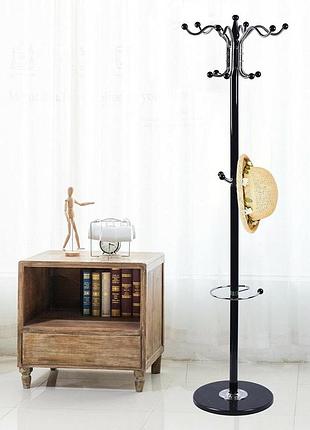 Металева 4-ярусна вішалка для одягу на мармуровій основі, 16 гачків, 38х170 см