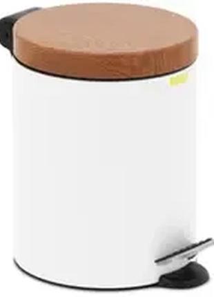 Відро для педалей з кришкою під дерево - 5 л - біле - сталь з покриттям