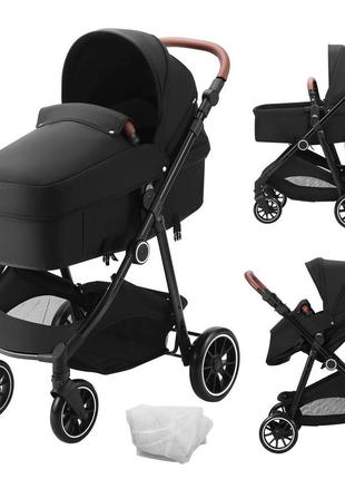 Коляска vevor standard коляска з люлькою з регульованою спинкою з 3-ю передачею та складним і реверсивним