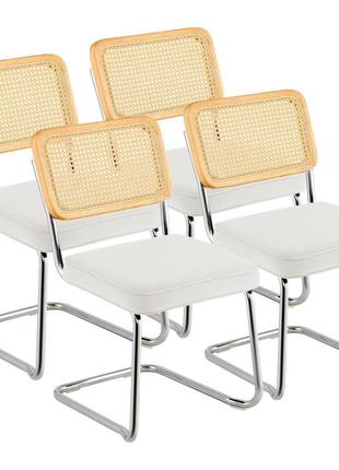 Набір ротангових стільців vevor із 4 сучасних обідніх стільців, м’який оксамитовий акцентний стілець із