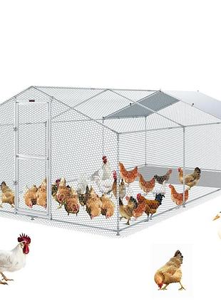 Курник vevor 6x3x2m курятник сталевий каркас брезент пе вольєр для вільного вигулу 67,5x170см розмір дверей